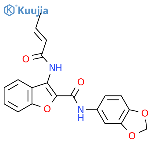 N-(2H-1,3-benzodioxol-5-yl)-3-(2E)-but-2-enamido-1-benzofuran-2-carboxamide structure