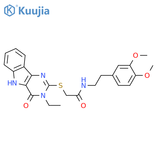 N-2-(3,4-dimethoxyphenyl)ethyl-2-({3-ethyl-4-oxo-3H,4H,5H-pyrimido5,4-bindol-2-yl}sulfanyl)acetamide structure