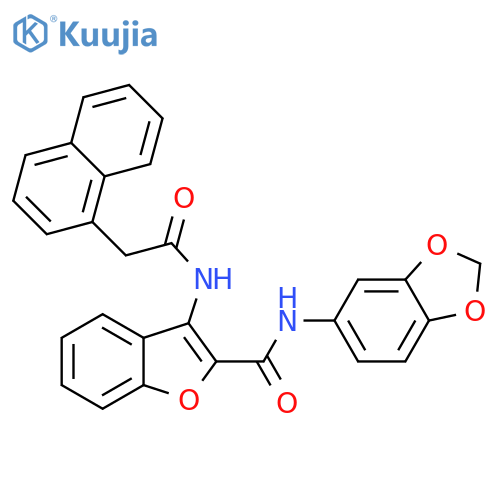 N-(2H-1,3-benzodioxol-5-yl)-3-2-(naphthalen-1-yl)acetamido-1-benzofuran-2-carboxamide structure