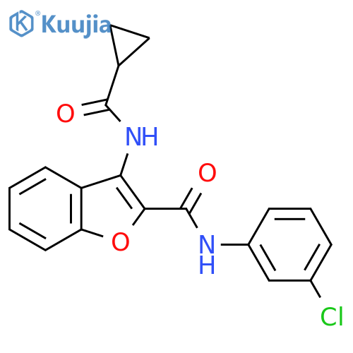 N-(3-chlorophenyl)-3-cyclopropaneamido-1-benzofuran-2-carboxamide structure