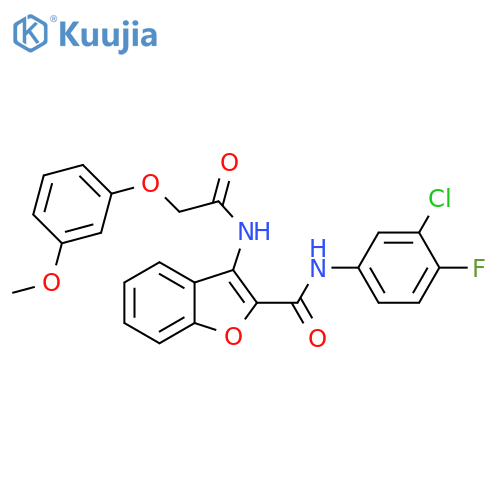 N-(3-chloro-4-fluorophenyl)-3-2-(3-methoxyphenoxy)acetamido-1-benzofuran-2-carboxamide structure