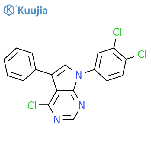 7H-PYRROLO[2,3-D]PYRIMIDINE, 4-CHLORO-7-(3,4-DICHLOROPHENYL)-5-PHENYL- structure