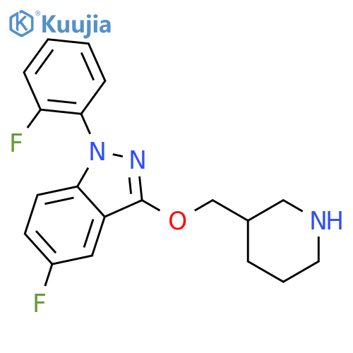 (S)-5-Fluoro-1-(2-fluorophenyl)-3-(piperidin-3-ylmethoxy)-1H-indazole structure