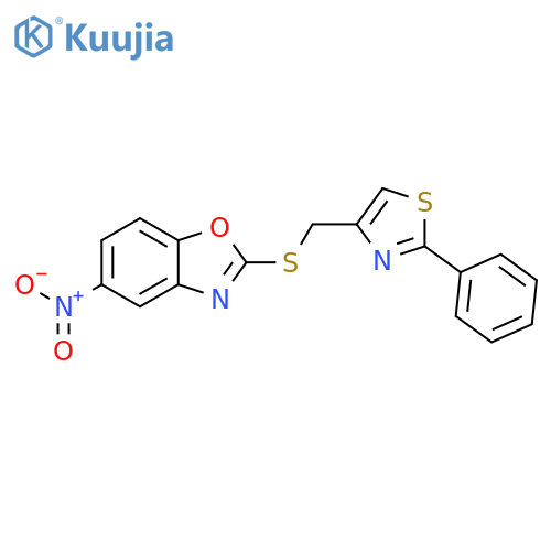 5-nitro-2-{(2-phenyl-1,3-thiazol-4-yl)methylsulfanyl}-1,3-benzoxazole structure