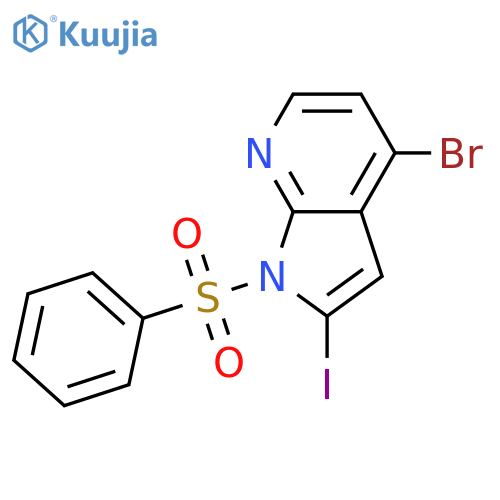 1-(benzenesulfonyl)-4-bromo-2-iodo-1H-pyrrolo[2,3-b]pyridine structure