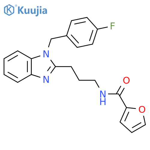 N-(3-{1-(4-fluorophenyl)methyl-1H-1,3-benzodiazol-2-yl}propyl)furan-2-carboxamide structure