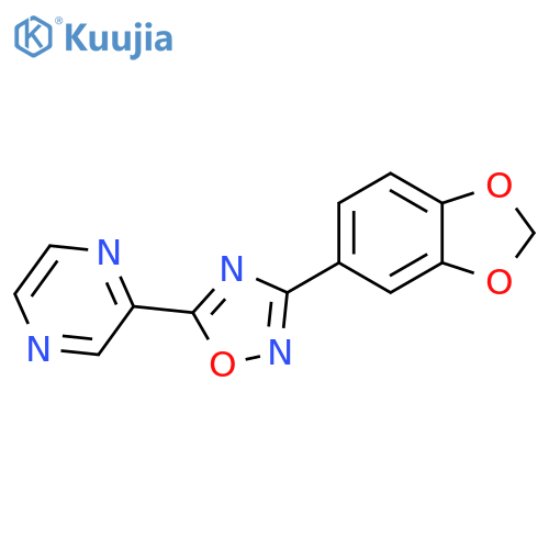 2-3-(2H-1,3-benzodioxol-5-yl)-1,2,4-oxadiazol-5-ylpyrazine structure