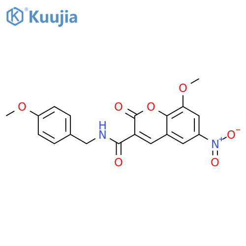 8-methoxy-N-(4-methoxyphenyl)methyl-6-nitro-2-oxo-2H-chromene-3-carboxamide structure