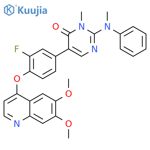 4(3H)-Pyrimidinone,5-[4-[(6,7-dimethoxy-4-quinolinyl)oxy]-3-fluorophenyl]-3-methyl-2-(methylphenylamino)- structure