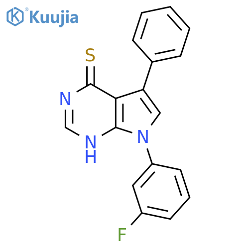 7-(3-fluorophenyl)-5-phenyl-7H-pyrrolo2,3-dpyrimidine-4-thiol structure