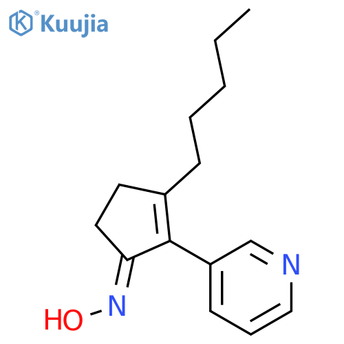 2-Cyclopenten-1-one, 3-pentyl-2-(3-pyridinyl)-, oxime structure