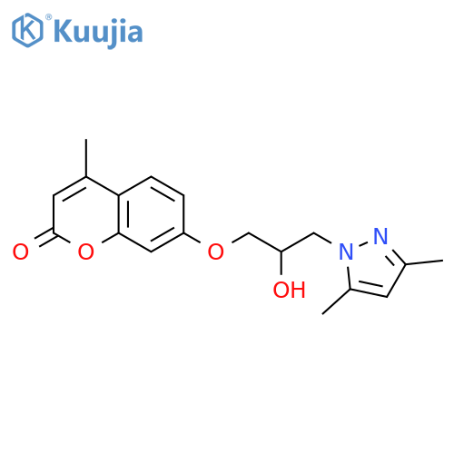 7-3-(3,5-dimethyl-1H-pyrazol-1-yl)-2-hydroxypropoxy-4-methyl-2H-chromen-2-one structure