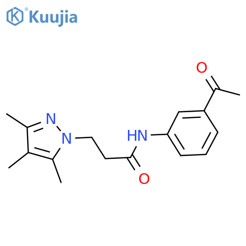 N-(3-acetylphenyl)-3-(3,4,5-trimethyl-1H-pyrazol-1-yl)propanamide structure