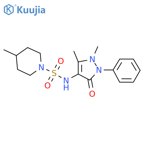 N-(1,5-dimethyl-3-oxo-2-phenyl-2,3-dihydro-1H-pyrazol-4-yl)-4-methylpiperidine-1-sulfonamide structure