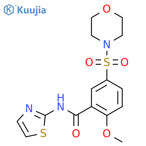 2-methoxy-5-(morpholine-4-sulfonyl)-N-(1,3-thiazol-2-yl)benzamide structure