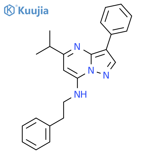 3-phenyl-N-(2-phenylethyl)-5-(propan-2-yl)pyrazolo1,5-apyrimidin-7-amine structure