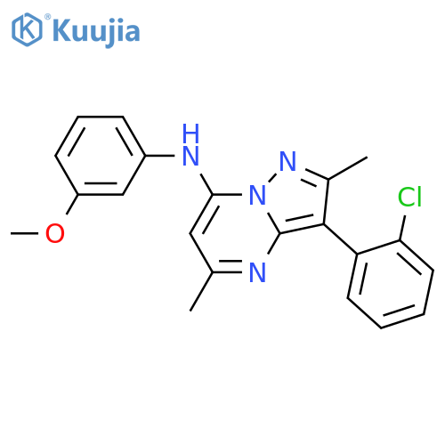 3-(2-chlorophenyl)-N-(3-methoxyphenyl)-2,5-dimethylpyrazolo1,5-apyrimidin-7-amine structure