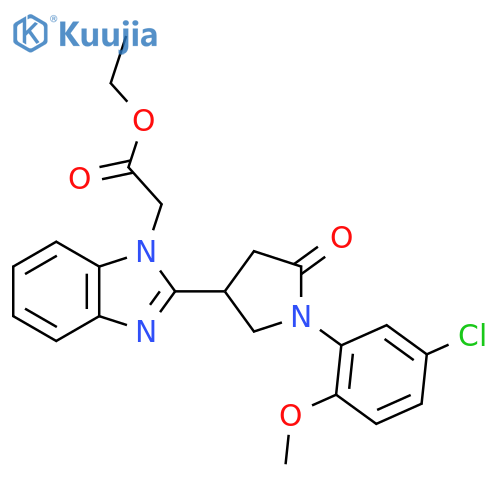 ethyl 2-{2-1-(5-chloro-2-methoxyphenyl)-5-oxopyrrolidin-3-yl-1H-1,3-benzodiazol-1-yl}acetate structure