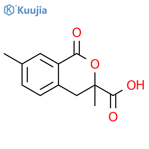 3,7-dimethyl-1-oxo-3,4-dihydro-1H-2-benzopyran-3-carboxylic acid structure