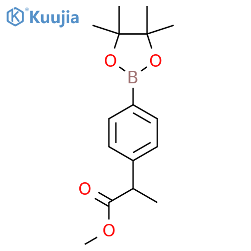 Methyl 2-(4-(4,4,5,5-tetramethyl-1,3,2-dioxaborolan-2-yl)phenyl)propanoate structure
