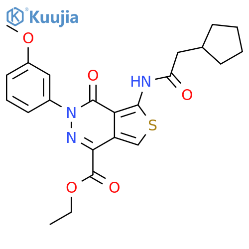 ethyl 5-(2-cyclopentylacetamido)-3-(3-methoxyphenyl)-4-oxo-3H,4H-thieno3,4-dpyridazine-1-carboxylate structure