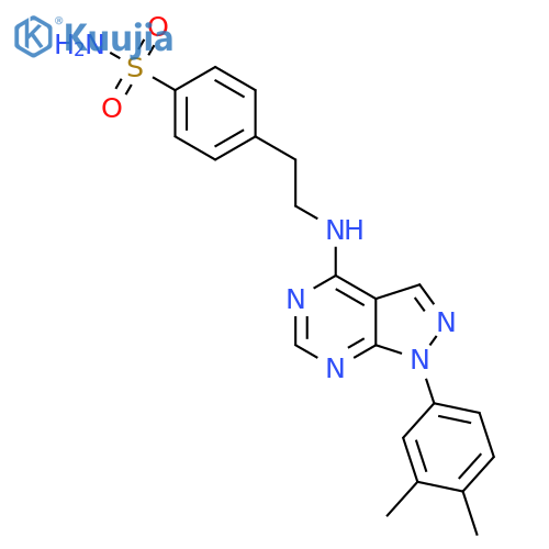 4-(2-{1-(3,4-dimethylphenyl)-1H-pyrazolo3,4-dpyrimidin-4-ylamino}ethyl)benzene-1-sulfonamide structure