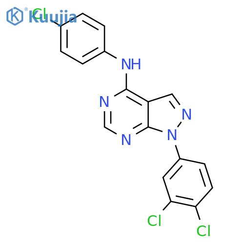 N-(4-chlorophenyl)-1-(3,4-dichlorophenyl)-1H-pyrazolo3,4-dpyrimidin-4-amine structure