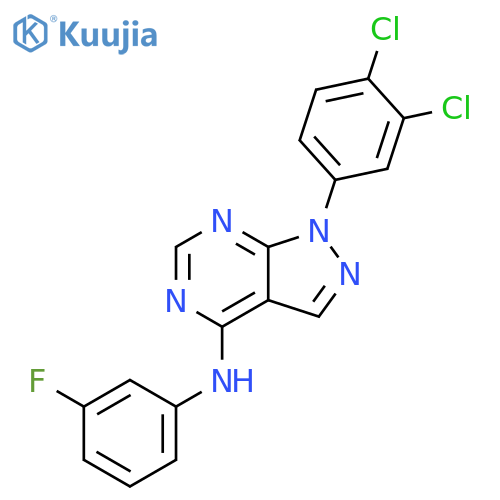 1-(3,4-dichlorophenyl)-N-(3-fluorophenyl)-1H-pyrazolo3,4-dpyrimidin-4-amine structure