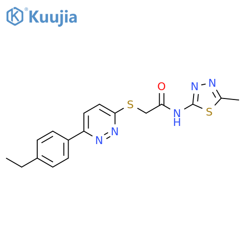 2-{6-(4-ethylphenyl)pyridazin-3-ylsulfanyl}-N-(5-methyl-1,3,4-thiadiazol-2-yl)acetamide structure