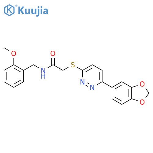 2-{6-(2H-1,3-benzodioxol-5-yl)pyridazin-3-ylsulfanyl}-N-(2-methoxyphenyl)methylacetamide structure
