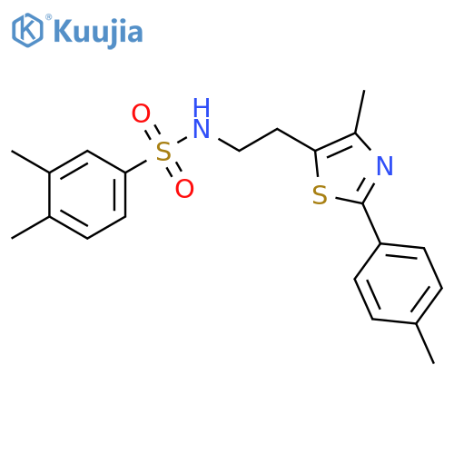 3,4-dimethyl-N-{2-4-methyl-2-(4-methylphenyl)-1,3-thiazol-5-ylethyl}benzene-1-sulfonamide structure