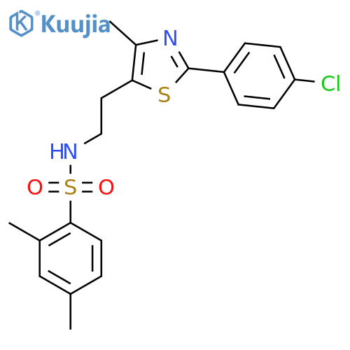 N-{2-2-(4-chlorophenyl)-4-methyl-1,3-thiazol-5-ylethyl}-2,4-dimethylbenzene-1-sulfonamide structure