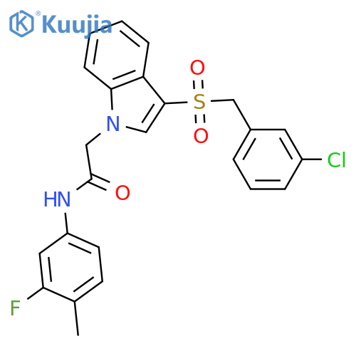 2-{3-(3-chlorophenyl)methanesulfonyl-1H-indol-1-yl}-N-(3-fluoro-4-methylphenyl)acetamide structure
