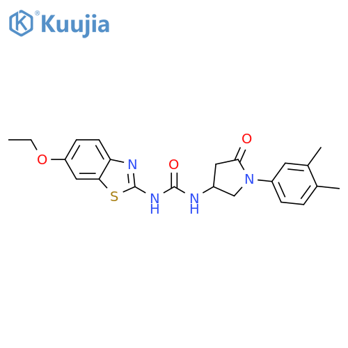 3-1-(3,4-dimethylphenyl)-5-oxopyrrolidin-3-yl-1-(6-ethoxy-1,3-benzothiazol-2-yl)urea structure