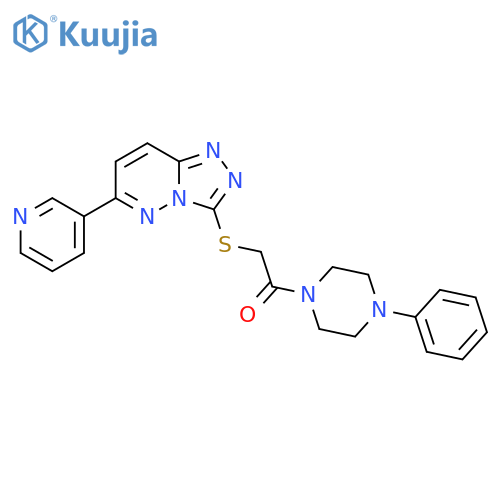 1-(4-phenylpiperazin-1-yl)-2-{6-(pyridin-3-yl)-1,2,4triazolo4,3-bpyridazin-3-ylsulfanyl}ethan-1-one structure