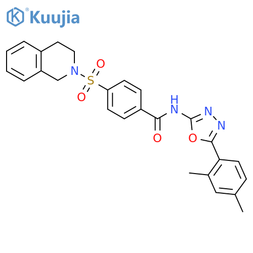 N-5-(2,4-dimethylphenyl)-1,3,4-oxadiazol-2-yl-4-(1,2,3,4-tetrahydroisoquinoline-2-sulfonyl)benzamide structure