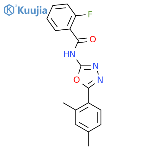 N-5-(2,4-dimethylphenyl)-1,3,4-oxadiazol-2-yl-2-fluorobenzamide structure