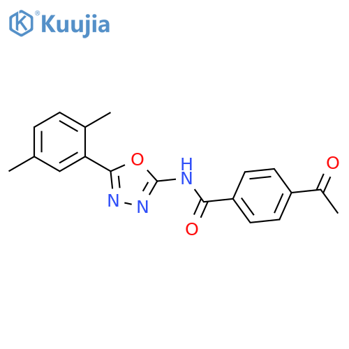 4-acetyl-N-5-(2,5-dimethylphenyl)-1,3,4-oxadiazol-2-ylbenzamide structure