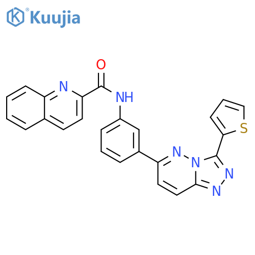 N-{3-3-(thiophen-2-yl)-1,2,4triazolo4,3-bpyridazin-6-ylphenyl}quinoline-2-carboxamide structure