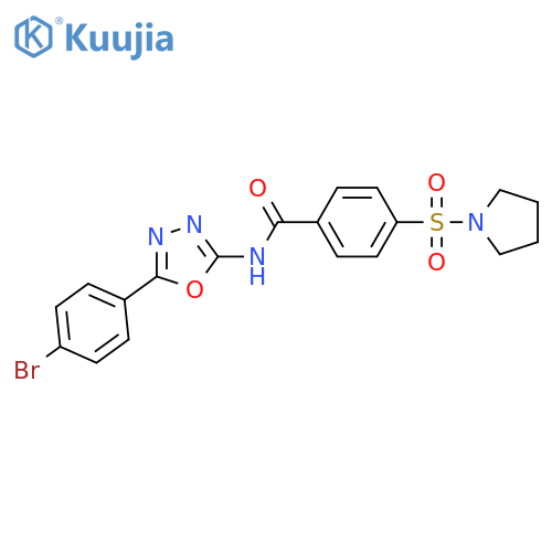 N-5-(4-bromophenyl)-1,3,4-oxadiazol-2-yl-4-(pyrrolidine-1-sulfonyl)benzamide structure