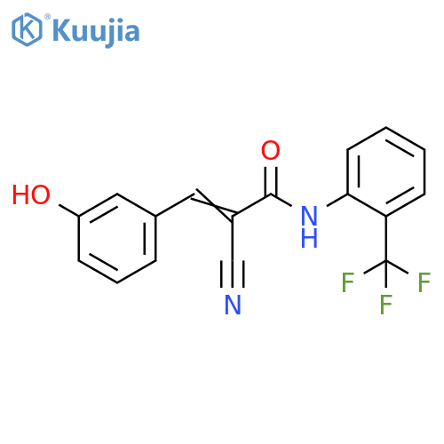 2-Cyano-3-(3-hydroxyphenyl)-N-[2-(trifluoromethyl)phenyl]-2-propenamide structure