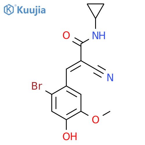 3-(2-bromo-4-hydroxy-5-methoxyphenyl)-2-cyano-N-cyclopropylprop-2-enamide structure