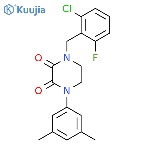 1-(2-chloro-6-fluorophenyl)methyl-4-(3,5-dimethylphenyl)-1,2,3,4-tetrahydropyrazine-2,3-dione structure