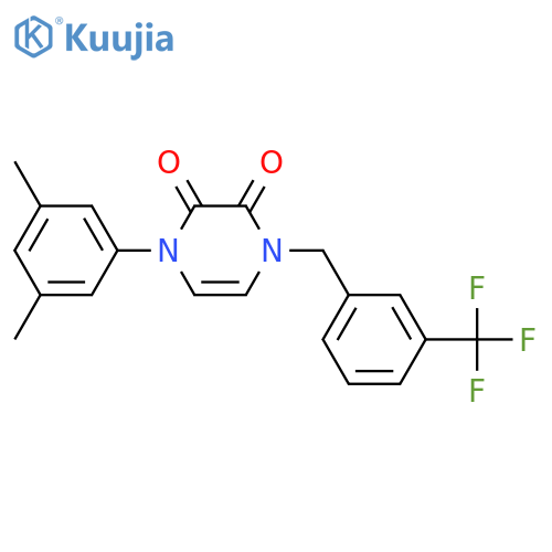1-(3,5-dimethylphenyl)-4-{3-(trifluoromethyl)phenylmethyl}-1,2,3,4-tetrahydropyrazine-2,3-dione structure