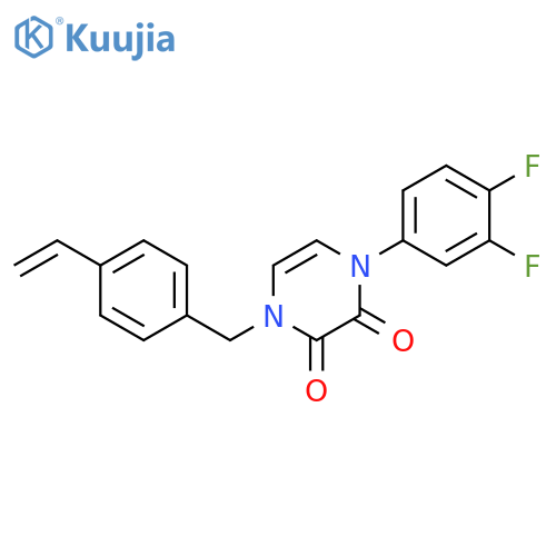 1-(3,4-difluorophenyl)-4-(4-ethenylphenyl)methyl-1,2,3,4-tetrahydropyrazine-2,3-dione structure