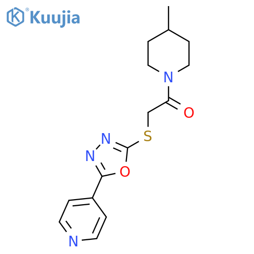 1-(4-methylpiperidin-1-yl)-2-{5-(pyridin-4-yl)-1,3,4-oxadiazol-2-ylsulfanyl}ethan-1-one structure
