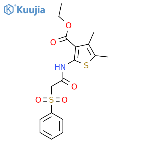 ethyl 2-2-(benzenesulfonyl)acetamido-4,5-dimethylthiophene-3-carboxylate structure