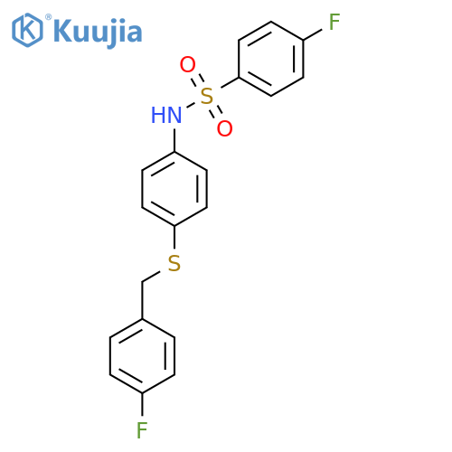 4-fluoro-N-{4-[(4-fluorobenzyl)sulfanyl]phenyl}benzenesulfonamide structure