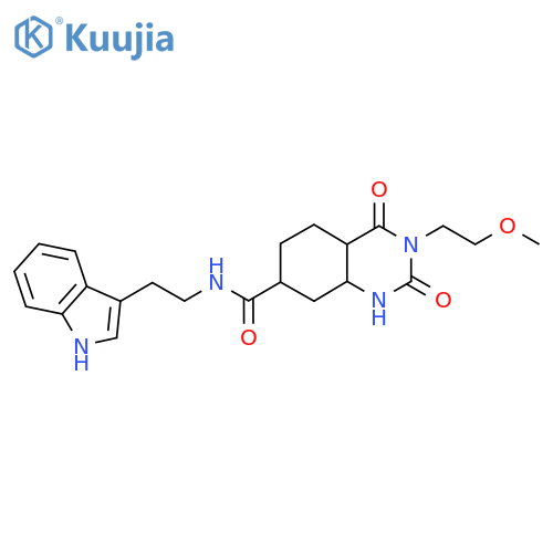 N-2-(1H-indol-3-yl)ethyl-3-(2-methoxyethyl)-2,4-dioxo-1,2,3,4-tetrahydroquinazoline-7-carboxamide structure