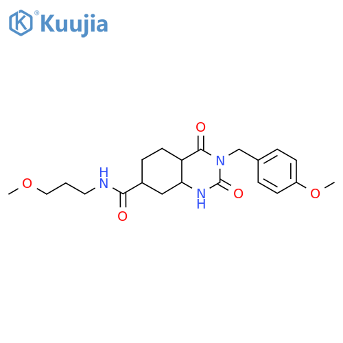 3-(4-methoxyphenyl)methyl-N-(3-methoxypropyl)-2,4-dioxo-1,2,3,4-tetrahydroquinazoline-7-carboxamide structure